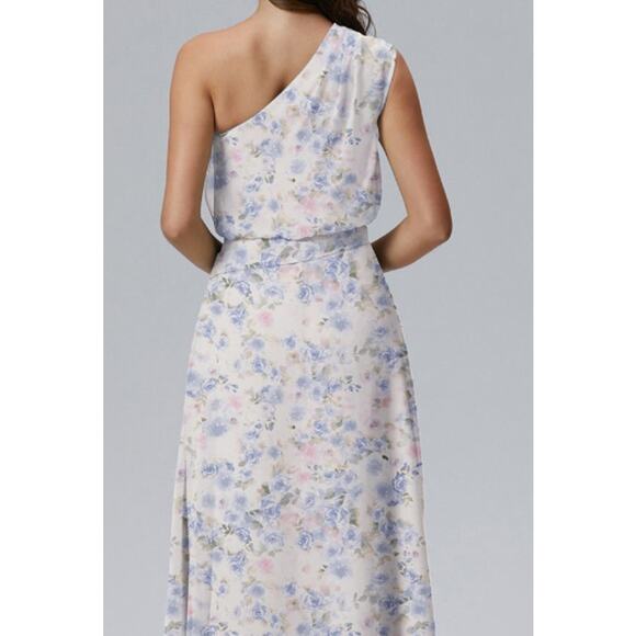 AW BRIDAL SZ 10 L azure purple print floral Cassidy formal party maxi dress B60 - Picture 2 of 9